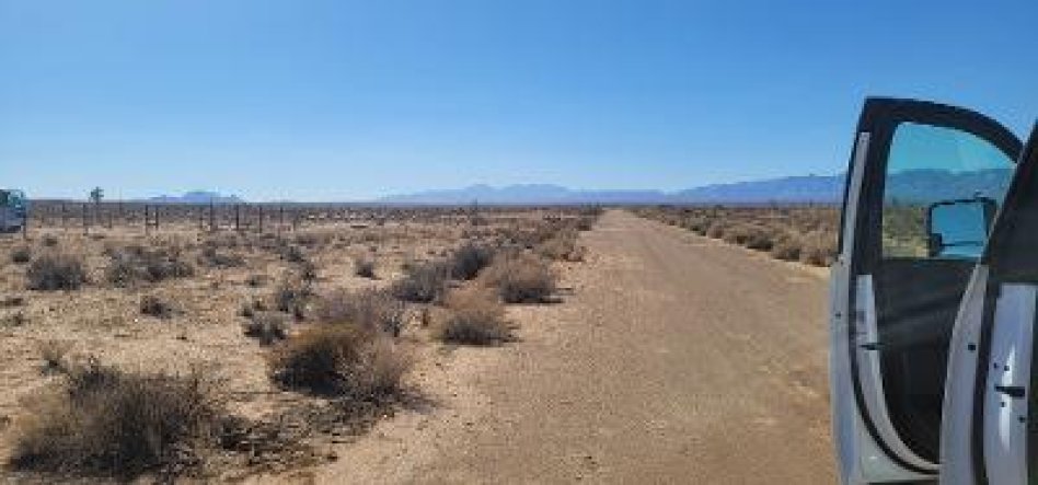 South of California City, 2.33 acres, new construction nearby, water hydrants are visible but not verified if working.