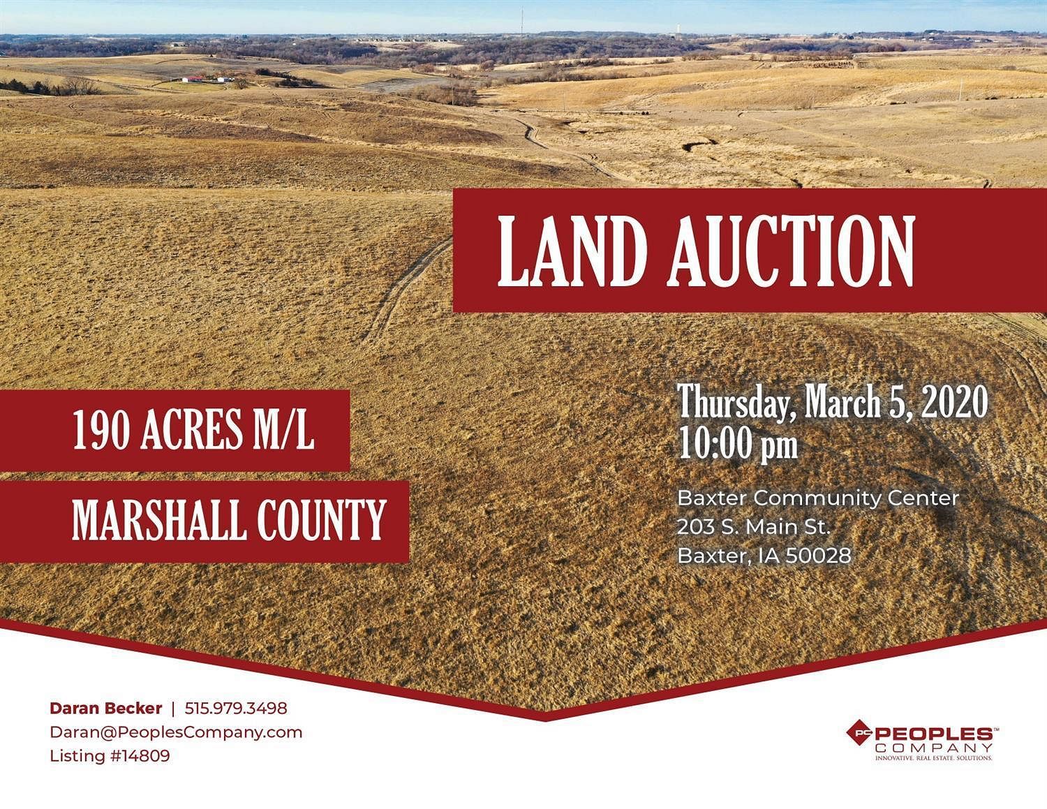 190 Acres of Agricultural Land for Auction in Rhodes, Iowa, IA