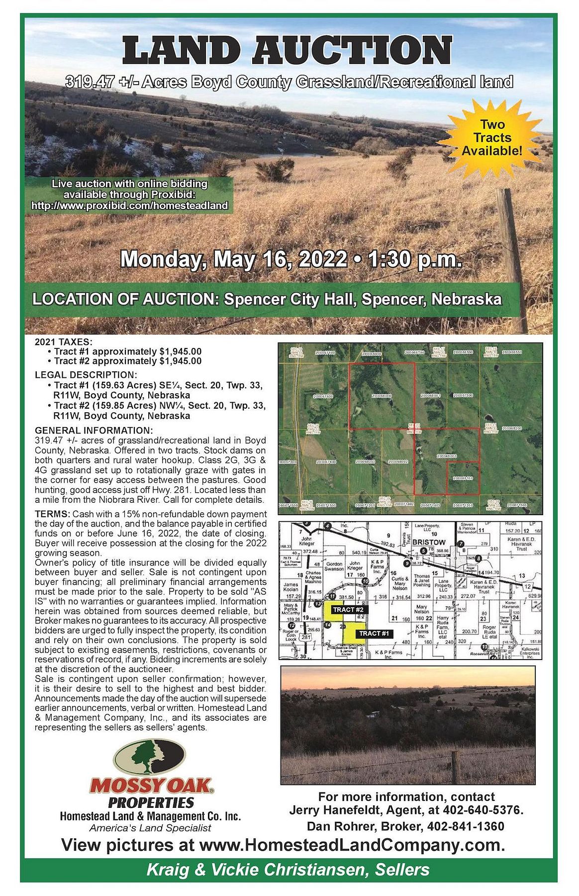 319 Acres of Recreational Land & Farm for Auction in Bristow, Nebraska, NE