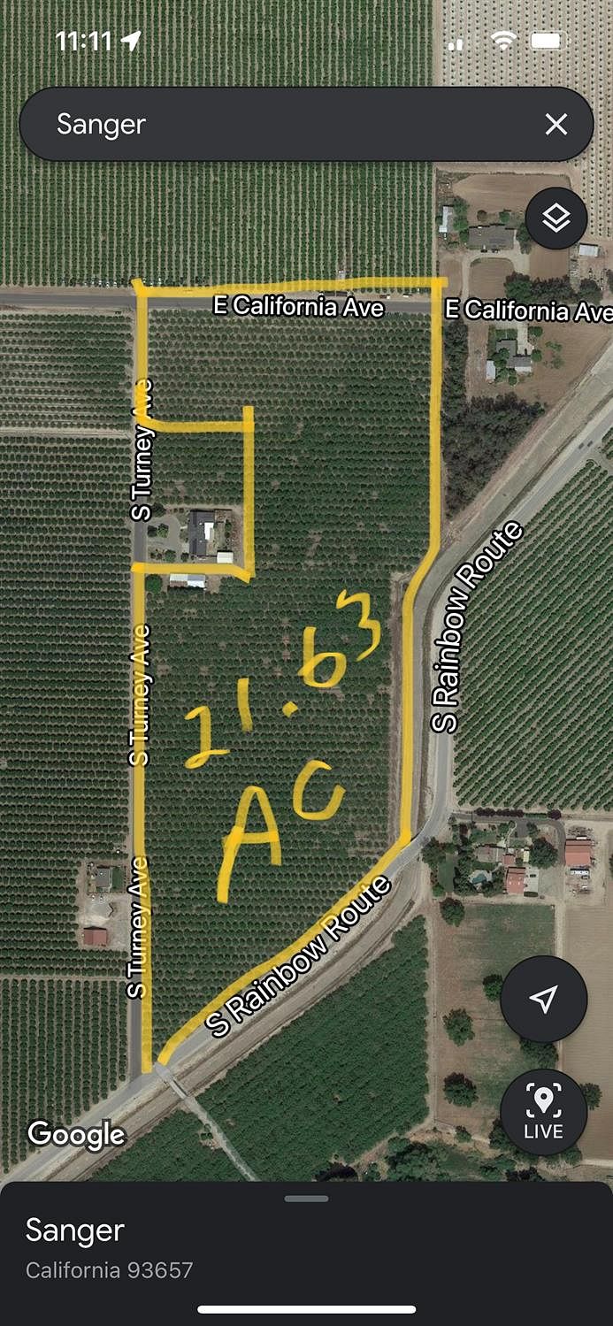 21.6 Acres of Agricultural Land Sanger, California, CA